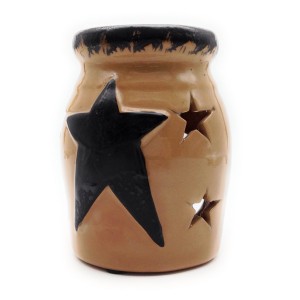 アロマポット キャンドルスタンド 星の透かし模様 バイカラー 陶器製 (ベージュ)