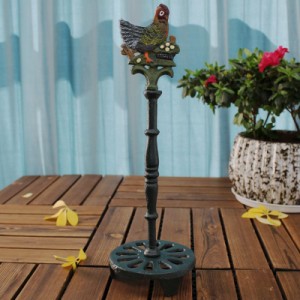 キッチンペーパースタンド 鳥さん立体装飾 アンティーク風 金属製 (ニワトリ)