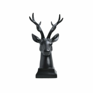 置物 鹿の頭 シンプル 北欧風 陶器製 (ブラック)