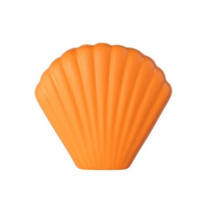 フラワーベース 花瓶 シェルデザイン マットカラー シンプル 陶器製 (オレンジ×Lサイズ)
