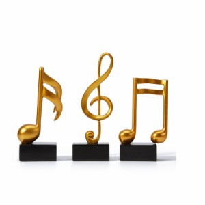 置物 音楽記号 シンプル シック 角型の土台付き (ゴールド×3個セット)