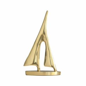 置物 ヨット 帆船 モダンアート風デザイン シンプル シック (ゴールド×大サイズ)