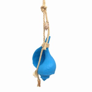 壁掛けオブジェ 大小の巻貝 ロープ紐 マリン風 シンプル (ブルー)