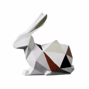 【お取り寄せ】置物 アニマル 多面カット 幾何学デザイン モダン (ウサギ)