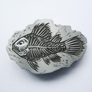バックル アンティーク風 魚の化石