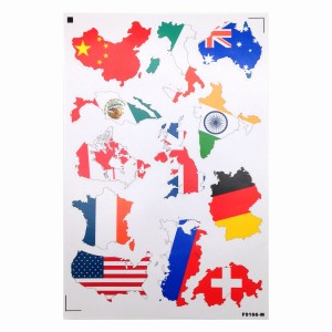 ステッカー 世界の国旗柄 地図 2枚セット