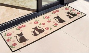 玄関マット かわいい ネコの親子 (50×140cm)