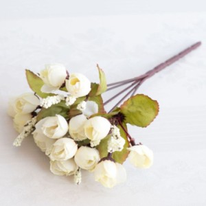造花 バラ アンティークローズ風 ミニサイズ 10束セット (ホワイト)