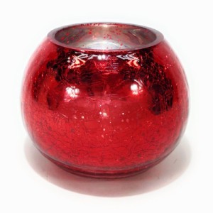 キャンドルホルダー クリスマスカラー モザイクガラス (レッド)