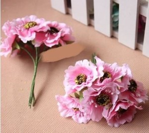 造花 花束 ミニサイズ 花6個×10束セット (ピンク)