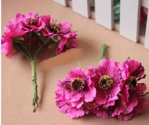 造花 花束 ミニサイズ 花6個×10束セット (ローズピンク)