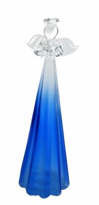置物 祈りの天使 ミルキーカラー ガラス製 (ブルー)