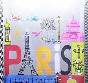 シャワーカーテン カラフル Paris パリ イラスト