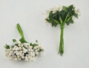 ハンドメイド材料 野の花 木の実風 10個セット (ホワイト)