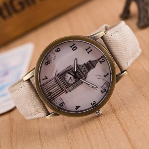 腕時計 アンティーク風 ビッグベンのイラスト (アイボリー)