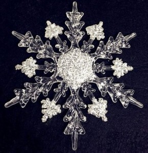 装飾品 雪の結晶 立体 アクリル製 (中サイズ, 5個セット)