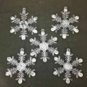 装飾品 雪の結晶 立体 アクリル製 (小サイズ, 20個セット)