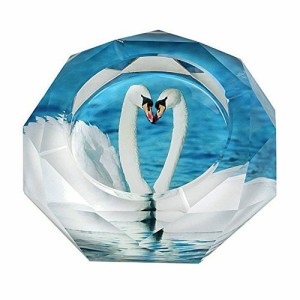 灰皿 湖の上の白鳥カップル スワン ガラス製