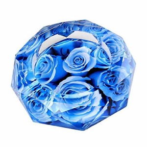灰皿 薔薇の花 バラ フラワー ガラス製 (ブルー)