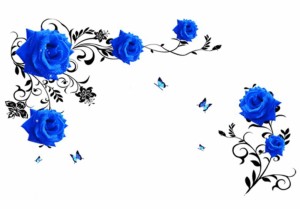 ウォールステッカー 美しいブルーの薔薇の花 モダン風