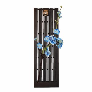 壁掛けオブジェ 梅の花と枝 竹垣 和モダン (ブルー)