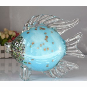 置物 熱帯魚モチーフ 美しい透明感 ガラス製 (バイカラー, ブルー)