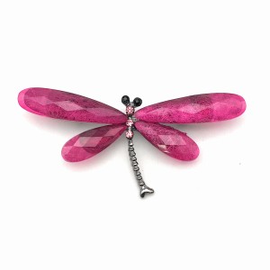 ブローチ とんぼ 大きな羽根 美しい色合い エレガント (ピンク)