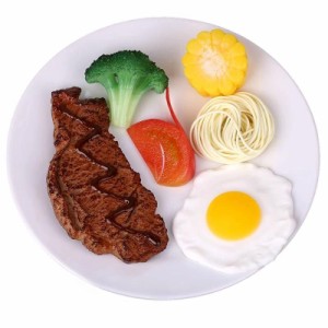 食品サンプル こんがりステーキ&付け添え 食品模型 リアルな肉や野菜 6点セット