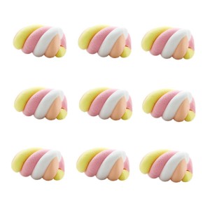 食品サンプル オブジェ ツイストマシュマロ パステルカラー 20個セット (ピンク×白×黄色)