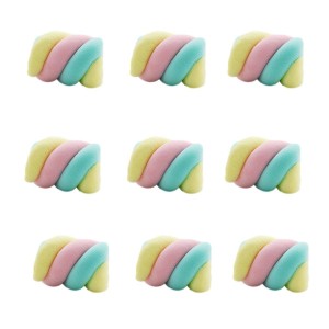 食品サンプル オブジェ ツイストマシュマロ パステルカラー 20個セット (ピンク×緑×黄色)