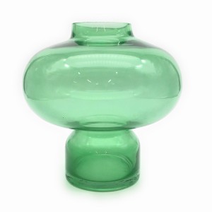 フラワーベース 花瓶 壺のようなフォルム ユニークなデザイン ガラス製 (グリーン×Aタイプ)