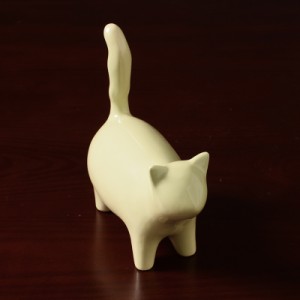 【お取り寄せ】置物 猫 つるんとしたフォルム シンプルモダン 陶器製 (Dタイプ)