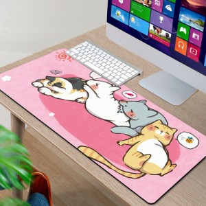 デスクマット パソコン用 ビッグサイズ マウスパッド キュートな猫 (Jタイプ)