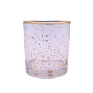 フラワーベース ゴールドカラーの模様 筒型 スタイリッシュ ガラス製 (水玉)