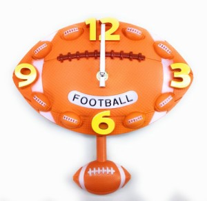 掛け時計 アメリカンフットボール (オレンジ)