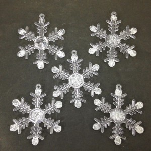 装飾品 雪の結晶 立体 アクリル製 (小サイズ, 5個セット)