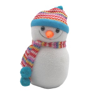 置物 人形 雪だるま 帽子とマフラー (ライトブルー, 小サイズ)
