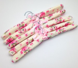 ハンガー 花柄 リボン付き 布製 10本セット (ピンクCタイプ)