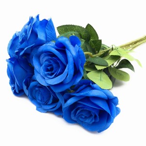 造花 バラ 長さ48cm 6本 (ブルー)