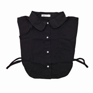 付け襟 シャツ風 シンプル ブラック (丸襟B)
