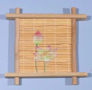 茶托 コースター 井の字型 和モダン 竹製 1枚 (蓮の花, Aタイプ)