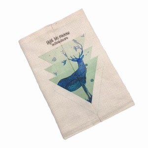 ティッシュケース ブルーのトナカイ 鹿 神秘的 布製