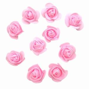 造花 バラ ミニサイズ 花のみ PU製 3.5センチ 10個 (ピンク)