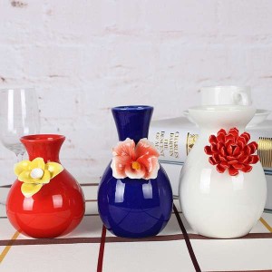 フラワーベース 花瓶 地中海風 大きな花 陶器製 (3個セット)