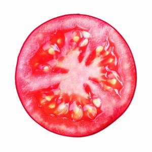 デザインマット 丸型 ベジタブル フレッシュな野菜 (トマト柄, 大)
