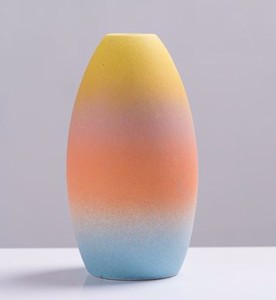 花瓶 フラワーベース グラデーション レインボー 陶磁器製 (大)