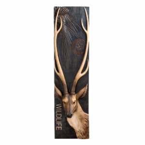 壁掛けオブジェ 動物の顔 アフリカン 木彫り風 立体的 (鹿)