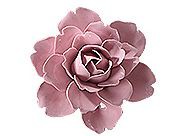 【お取り寄せ】壁掛けオブジェ 椿の花 和モダン風 陶磁器製 (大, ピンク)