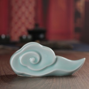 名刺立て 雲型 和モダン 中国風 陶磁器製 (ブルー)
