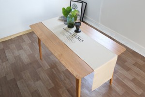 テーブルランナー 英文字 シンプル モダン (ベージュ, 小 35×140cm)